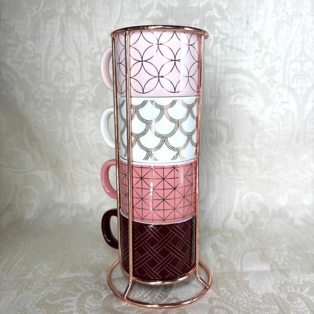 MIMI Premium Collection Set of 4 Expresso Cups With Copper Base Holder